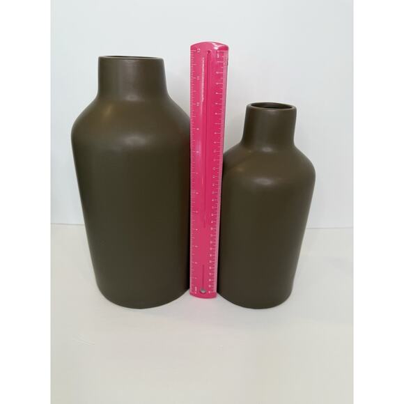 Set of 2 Brown Home Decor Modern Matte Ceramic Vases – Contemporary Aesthetic - Picture 3 of 4